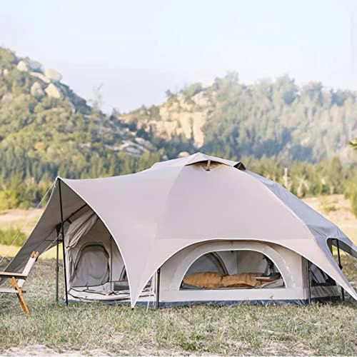 Miuxe Zelt Sechseckig 6 Mann Festival Kuppelzelt, 6 Personen Familien-Campingzelte Mit 360° Panoramablick, 4-Jahreszeiten-Luxus-Doppelschicht-Leinwand-Glamping-Glockenzelt Für Wander-Party