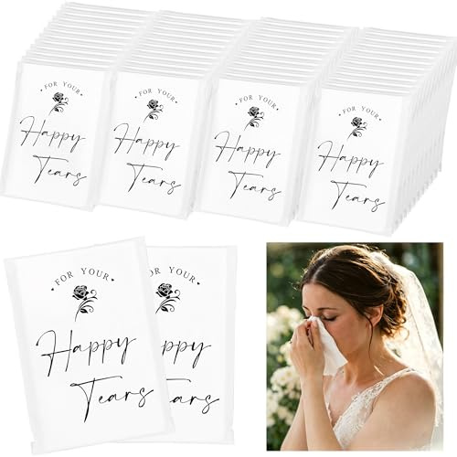 DORIS HOME 48 fazzoletti Happy Tears per matrimoni, 3 veli per matrimoni, fazzoletti per il viso individuali per le tue lacrime felici