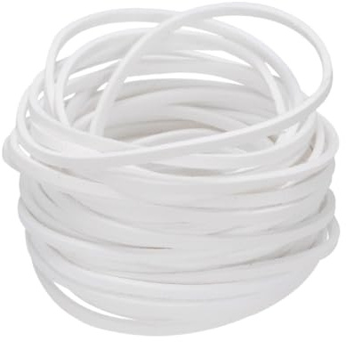 sourcing map Faux Leather Cord Suede Cord, 5.5 Yards 2.6mm String Flat Rope Thread for Bracelet Necklace Beading Jewelry DIY Art Crafts, White, 1 Pack