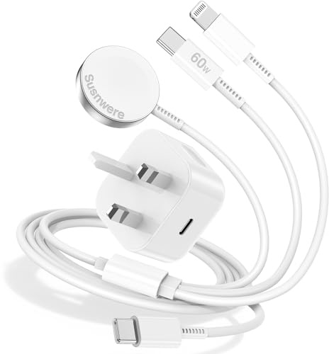 3 in 1 Apple Watch Charger,USB C Fast Charger for iWatch and iPhone,2M Multi Apple Watch Charging Cable with 20W USB-C Plug for iWatch Ultra 3/SE 3/11/10/9/8/3,iPhone 17 16 15 14-11,iPad/Airpods