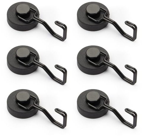 NogmeTaa (2024 New Rubber Coated Magnetic Hooks, Waterproof Small Magnetic Hooks, Strong Neodymium Magnet Hooks for Hanging in Kitchen, Office, Garage, Warehouse-6 Pack