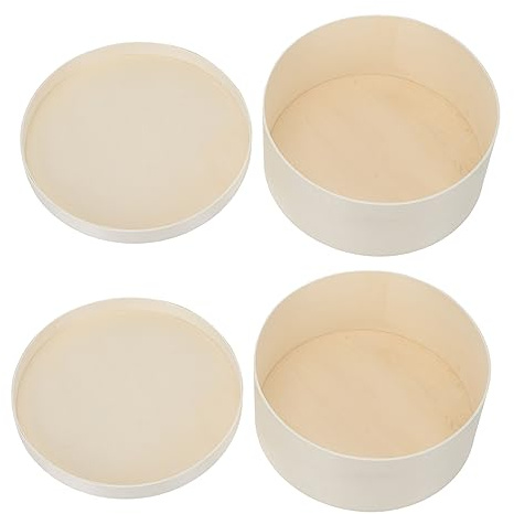 Mikinona Runde Kuchenverpackungsbox 2 Stück, für Mousse und Käsekuchen | Beige, und Praktisch, Schöne Natürliche Optik, Aufbewahrungsbox für Backwaren