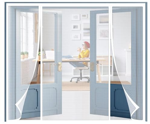 Garage Door Screen for Car Garage 195x275cm - Garage Screen Door,Heavy Duty Fiberglass Mesh,High Energy Magnets,Hands Free Garage Net Screen,Patio Porch Privacy Curtain White