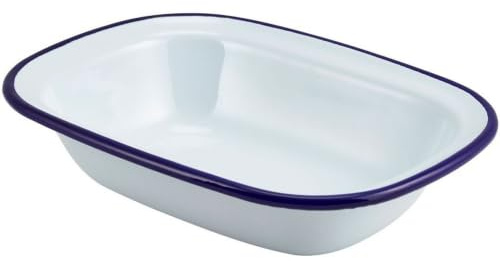 Falcon Enamel Oblong Pie Dish 30cm – Blue & White Non-Stick Rectangular Baking Dish – Oven Safe Enamelware for Pies, Roasting & Cooking – Durable Easy Clean Classic Kitchen Dish
