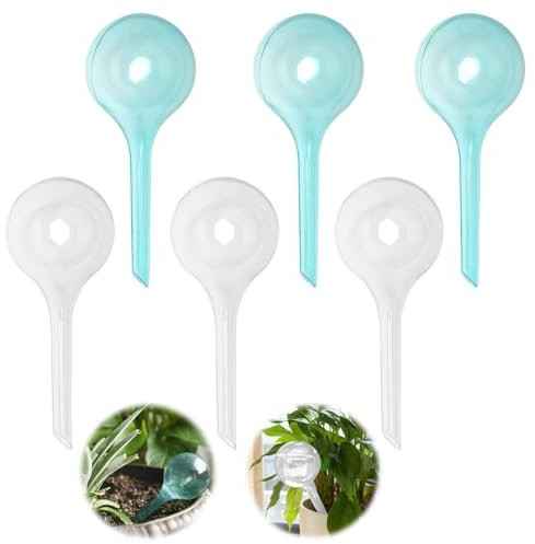 Juibao 6 Stück Kleine Bewässerungskugeln, Kunststoff Gießkugeln für Pflanzen 5cm, Automatische Pflanzenbewässerungskugeln für Drinnen und Draußen