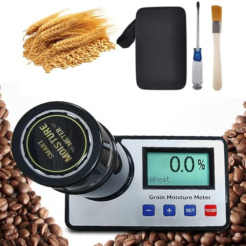 Misuratore di umidità per cereali intelligente, analizzatore di umidità portatile per cereali con display LCD, compensazione automatica della temperatura, misura 14 cereali diversi, per grano mais caf