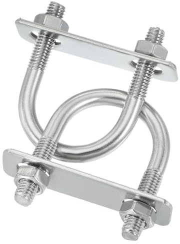 PATIKIL Round U-Bolts, M8x33mm Round Bend U-Bolt 304 Stainless Steel Pole U Bolt with Nut Plate Washer for Boat Trailer Camping Sailboat, Pack of 2