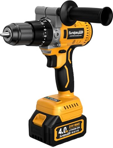 SundpeyPRO Hammer Drill Cordless 21V - 120N·m Brushless Drill Driver Set with 2 x 4.0Ah Battery - 20+3 Torque Power Drills 2150RPM Electric Drills with 1/2 Drillbit Chuck & Charging Dock for Home DIY