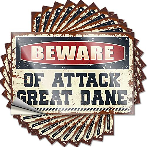 Adesivi per meccanici Beware of Attack Great Dane, adesivi divertenti per auto, 12 x 18 cm