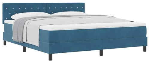 vidaXL Boxspringbett mit Matratze Dunkelblau 180 x 200 cm Samt | Super weich und angenehm, Passt sich deinem Körper an, Dämpft und unterstützt