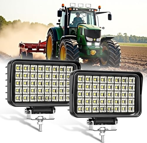 CO LIGHT Lot de 2 Phare de Travail LED rectangulaire 6 Pouces Étanche IP68 Projecteur de Travail pour Tracteur Camion Engin Agricole Chantier Offroad 4x4 Chariot élévateur, excavatrice Bateau 12V 24V
