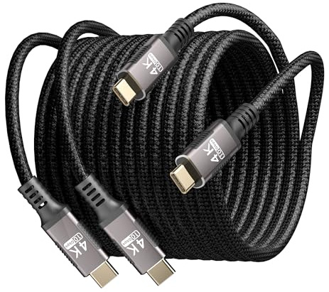KMMXXCPM langes USB-C Kabel [2 Pieces 3 M] Kompatibel mit Thunderbolt 3 Cable,USB C 3.1 Kabel Data Transfer 10 Gbps,Type C 100W Fast Charging,4K@60Hz/2K@120Hz Video Transfer for Monitor,Laptop,Hub,SSD
