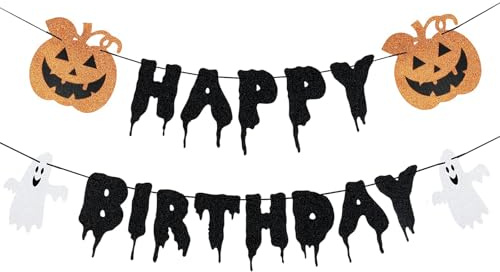 SHOFUL Schwarzer Kürbis Halloween Banner Gruselige Party Deko für Halloween Festdekorationen Geburtstagsfeiern und Thementische（1）