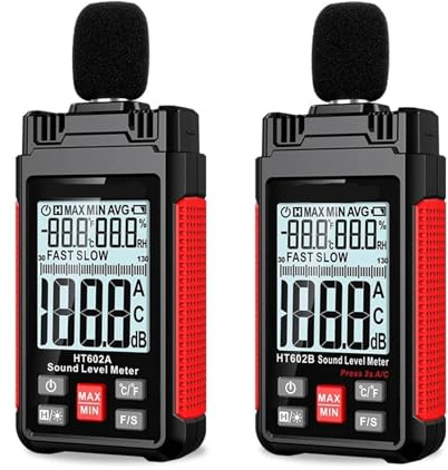 HT602 Schallpegelmesser, professionelles 30-130 dB Dezibelmessgerät, Geräuschpegelmessgerät (Ht602b)