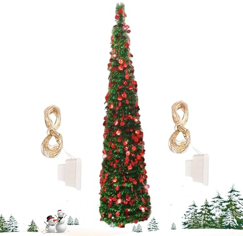 Mihauuke Árbol De Navidad con Luces - Árbol Cónico Brillante,1.5 Metros para Decoración de Interior Exterior Porche Halloween Fiestas Navideñas