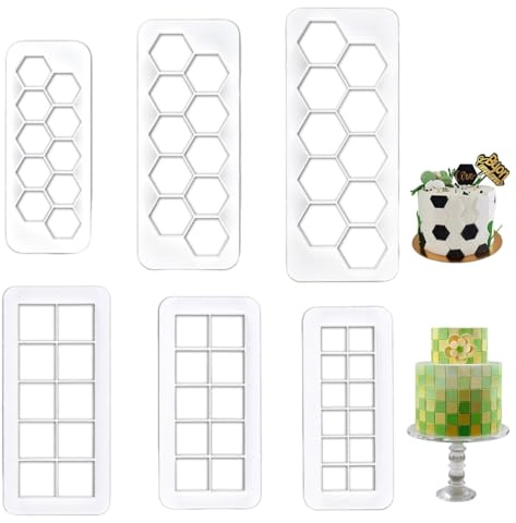 JUGUTA 6 Piezas Cortadores Geométricos Para Galletas, Cortadores De Fondant Cuadrados Y Hexagonales