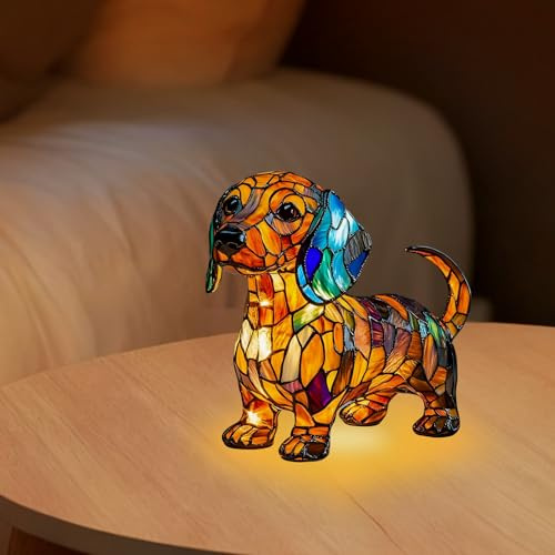 GAROMIA Französische Bulldogge LED Ambientelampe, Niedliche Vintage-Tischlampe, Haustier Dekolampe 3D Tischlampe Wohndekor füt Schlafzimmerbeleuchtung für Katzen & Hundeliebhaber (Dackel)