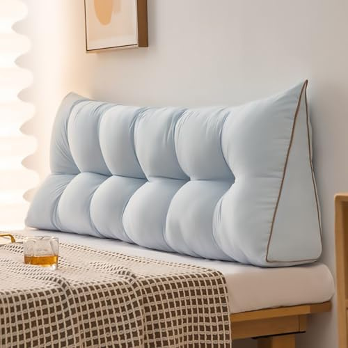 GPRL Kissen Bett Rückenkissen Lesekissen für Bett Rückenlehne Kissen Rückenpolster Abnehmbar Bequemes Lendenkissen Sofa Rückenkissen Keilkissen mit Tasche,Blau (150 * 15 * 45)