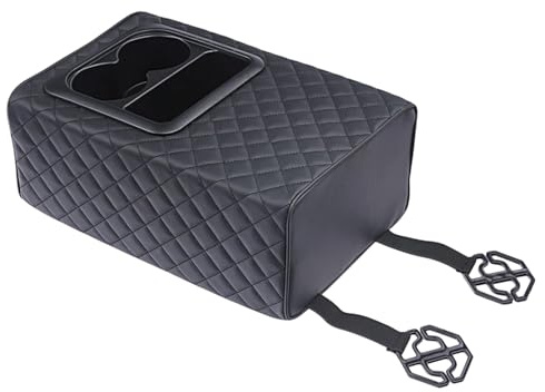 Center Console Box Organizer, Car Rear Seat Armrest with Cup Holder, Automotive Interior Storage Organizer, Large Storage Box for SUV Truck Sedan Vehicle