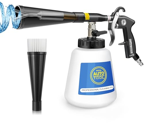 CHOLANG Pistolet de nettoyage à air comprimé - Tuyau de vidange en métal - Pistolet à air comprimé efficace avec réservoir d'eau de 1 litre et 2 buses - Pour voitures, ateliers et ménages - Nettoyage