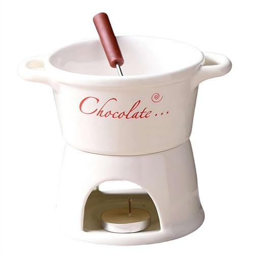Keramik-Butter-Schokoladen-Fondue-Topf, Teelicht-Kerzen-Fondue-Set, komplettes Käsefondue-Sets mit Gabeln, Mini-Fondue-Topf, Schokoladenfondue-Tasse, für Schokolade oder Käse (weiß)