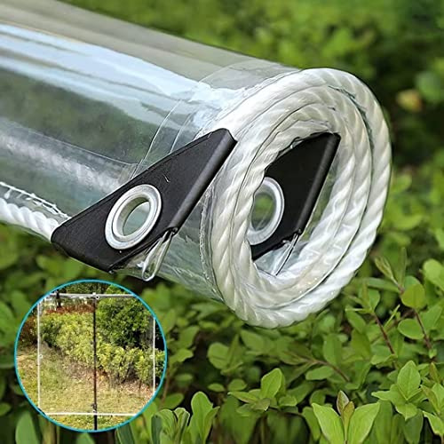 2.5m x 4.8m Heavy Duty Waterproof PVC Tarpaulin Clear Vinyl Tarp Cover - Anti-Aging Insulated Soft Awning Canopy for Patio Enclosure (0.35mm 500g/m²)