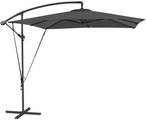 Outsunny Parasol Déporté 2,5 x 2,5 m Toile Ajustable Manivelle | Parasol de Jardin Extérieur, 8 Baleines, Base en Croix, Housse de Protection