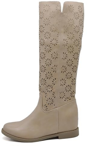 IF Fashion Stivaletti da Donna Zeppa Interna Traforati Primaverili Estivi Camoscio LY81-1