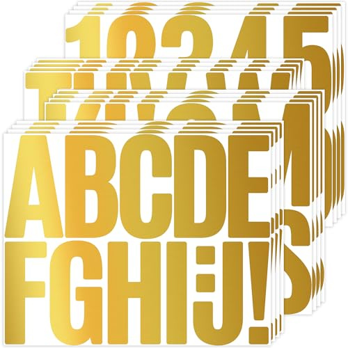 Lot de 184 grands autocollants en vinyle imperméable avec lettres de l'alphabet pour tableau d'affichage, boîte aux lettres, salle de classe, décoration d'intérieur (doré, 7,6 cm)