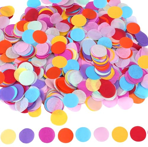Konfetti Groß 5000 Stück, 2,5cm Bunte Konfetti, 50g Seidenpapier Bunt Streudeko, Tischdeko Geburtstag, Konfetti Geburtstag, Passend für Hochzeit, Geburtstag und Party Deko