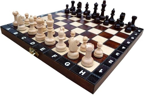 ChessEbook Schachspiel - Hochwertiges Schachbrett aus Holz 27 x 27 cm - Reiseschachspiel - Schachset - Schach - Chess Board Set - Klappbar
