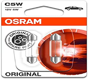 2 x 6418-02B OSRAM-ORIGINAL-LINE-Glühbirnen, C5W (239), 5 W, 12 V, klar