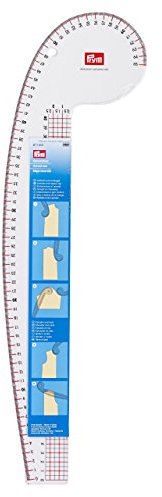 Prym 611501 Kurvenlineal 52,5 x 16 cm – Transparentes Schneiderlineal für Rundungen, Taille, Hüfte, Saum & Schnittmuster – Multifunktionales Kurvenmaß für Nähen & Schneidern