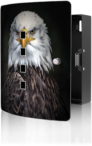 banjado Design Schlüsselkasten aus Edelstahl für 10 Schlüssel - Schlüsselschrank zur Schlüssel Aufbewahrung 24 x 21,5 x 7cm groß mit praktischem Magnetverschluss - Motiv Adler