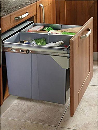 Pull Out Kitchen Waste/Recycle Soft Close Bin for 450mm Cabinet - Front Fixing Cabinets (20L + 20L)