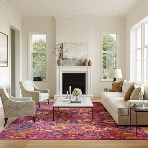 Nourison Passion Bright Colorful Bohemian Fuchsia Area Rug 8' x 10'