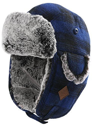 Comhats Winter Fliegermützen Wintermütze Herren Damen Ohrenklappen Trapper Hat mit Fleecefutter und Faux Fur Aviator Hat Winddicht Blau L