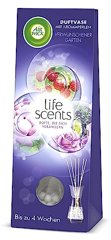 Air Wick Scented Vase with Aroma Beads - Enchanted Garden Scent - 1 x 30ml Room Fragrance with Sticks