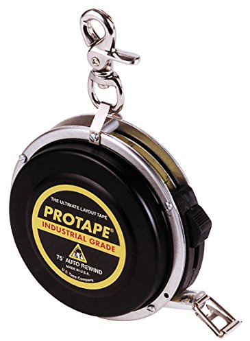 ProTape 3/8 x 75' Auto-Rewind Tape Measure w/Nylon Coated Blade 46322 (975DCB) 10ths & Diameter by US Tape