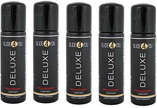 Glide4YOU Deluxe, ultimativer Genuss für unvergessliche Nächte, Gleitgel auf Silikonbasis,öl- und fettfrei sowie hautverträglich, kompatibel mit allen Kondomen, 5x100ml (500ml) - Made in Germany