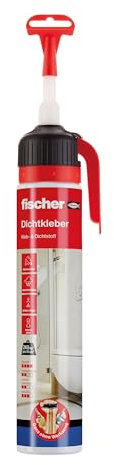 fischer Dichtkleber 200 ml, Kleb- & Dichtstoff in Weiß, zum Verkleben und Abdichten, wasserbeständiger Universalkleber, praktische Kartusche, Verwendung ohne Werkzeug