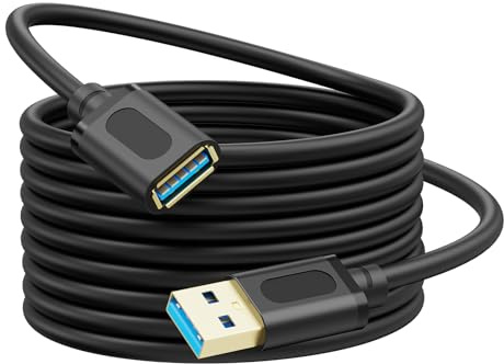 Jelly Tang USB 3.0 Extension Cable 0.5M,USB 3.0 High Speed Extender Cord Type A Male to A Female for Playstation, Xbox, USB Flash Drive, Card Reader, Hard Drive,Keyboard, Printer, Scanner(1.5Ft/0.5M)