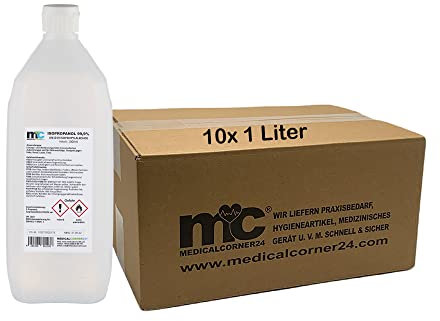 Medicalcorner24® Isopropanol 99,9% Isopropylalkohol 2-Propanol, 10x 1000 ml Sprühflasche