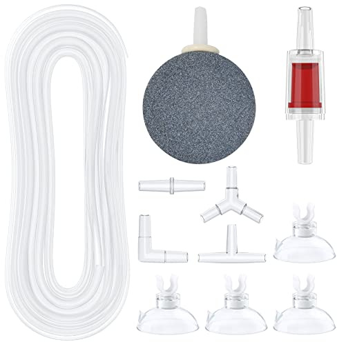 Pawfly 7 Feet Airline Tubing Standard Aquarium Air Pump Accessories with Air Stones, Check Valves, Suction Cups and Connectors