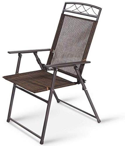 SPSUPE Set of 4 Outdoor Patio Folding Chairs, Steel Camping Chairs, Ideal for Deck, Garden, Pool, Backyard, Coffee