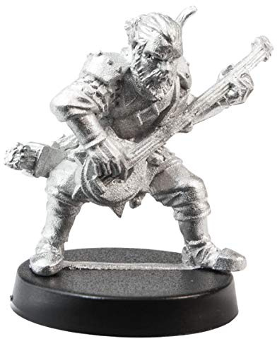 Stonehaven Miniatures Male Human Bard Miniature Figure, 33mm - 100% Pewter Metal - Includes Slotted Creator Base - for 28mm Scale Table Top War Games - Designed & Made in USA