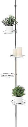 Spetebo Estantería telescópica con 4 estantes de cristal para plantas, 175 – 275 cm, telescópica, escaleras para flores