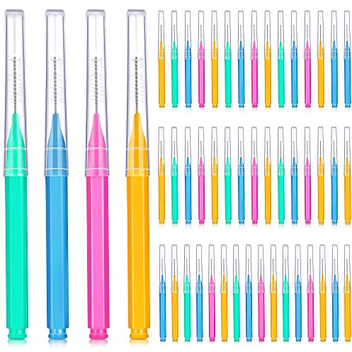 Patelai 50 Pcs Interdental Brushes Braces,Green, Blue, Pink, Orange