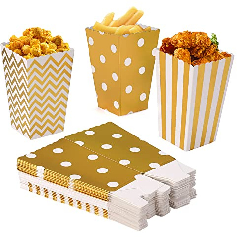 Czemo Popcorn Tüten Klein Papertüte Popcorn-Boxen für Party Snacks, Süßigkeiten, Popcorn und Geschenke, 36 Stück (Gold)