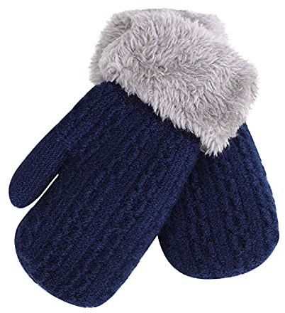 AfinderDE Kinder Kleinkind Baby Winter Fausthandschuhe Doppel Strickhandschuhe Fingerlos Handschuhe Jungen Mädchen Warme Vollfingerhandschuhe Infant Verdicken Strick Handschuhe für 1-4 Jahren